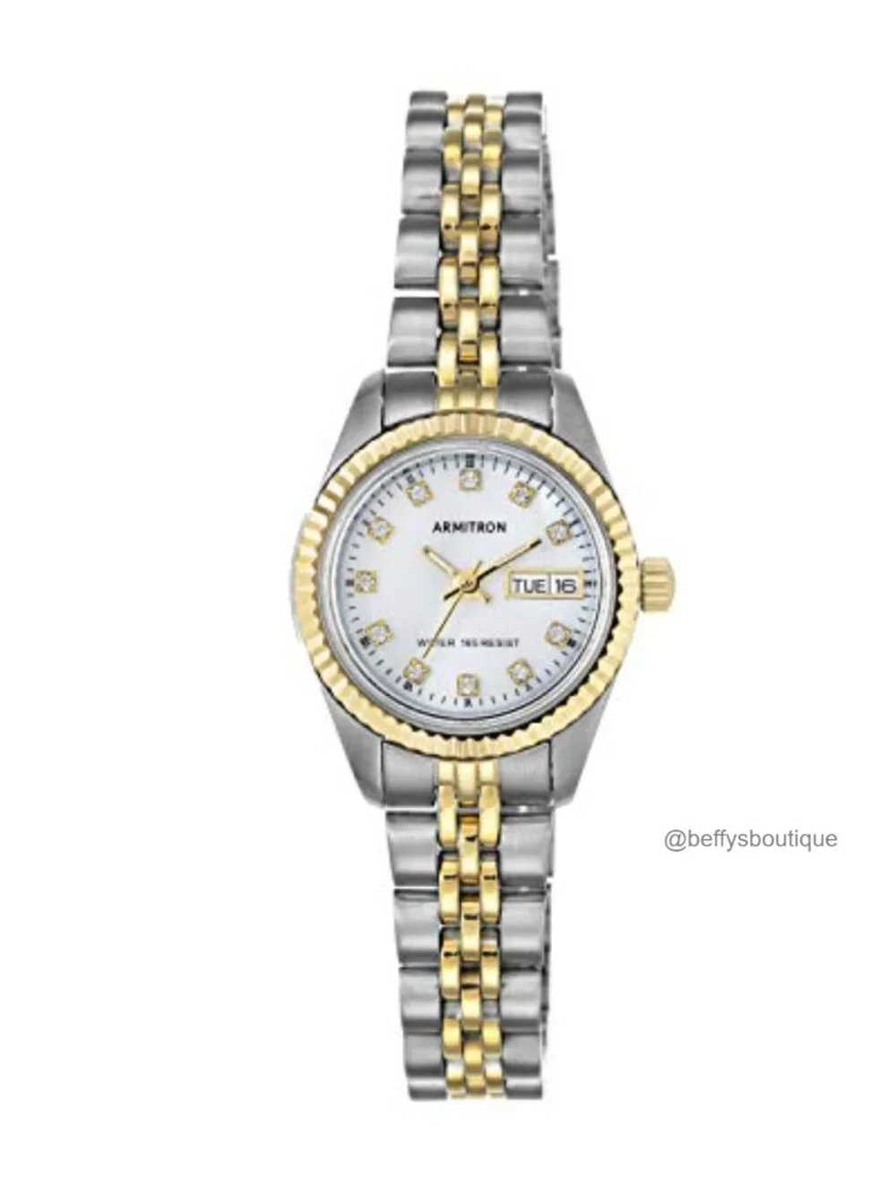 Women's Crystal Accented Bracelet Watch, Mother-of-Pearl Dial, Two-Tone